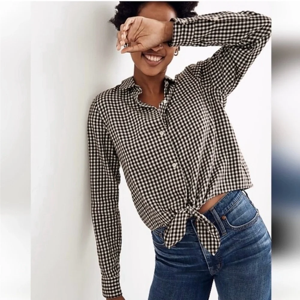 Madewell Brown and White Checkered Shirt - Picture 3 of 7